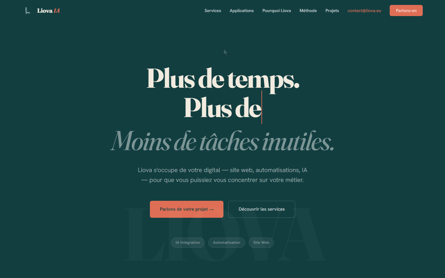Aperçu du site Liova IA